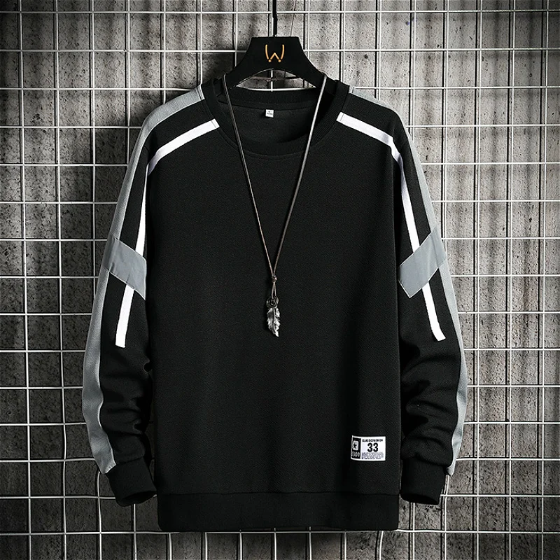 

Patchwork Casual Sweatshirt Men 2021 New Harajuku Hoodie High Street O-Neck Sweatshirts Autumn Mens Tops Streetwear