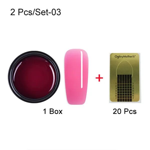 set-03 LEMOOC, 5 г, удлиняющий гель, полупрозрачный клей для нейл-арта, УФ-гель для наращивания ногтей, Гель-лак для ногтей, акриловые кончики - Цвет: set-03