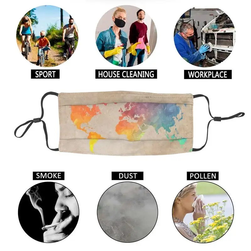 

Vintage World Map Adjustable Face Mask Adult Mask Anti Dust Protection Cover Respirator Mouth-Muffle