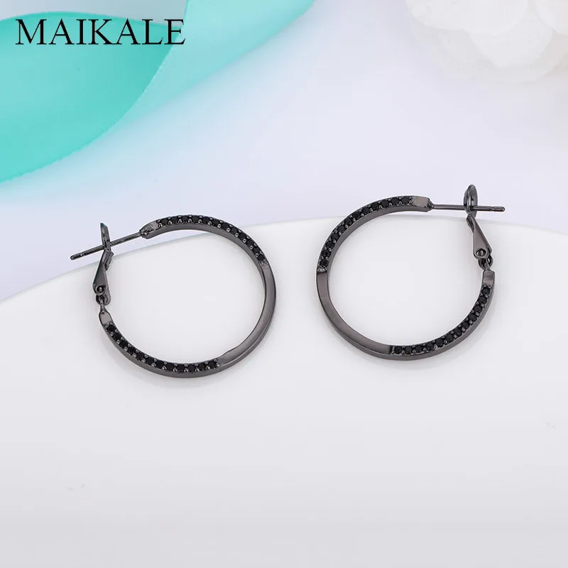 MAIKALE новые модные большие серьги круги Золотые/ААА черные кубические циркониевые
