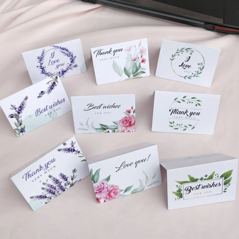 

100pcs/Set Wedding Invitation Greeting Thank Cards Creative Small Fresh Flower Birthday Small Card Valentines Day Gift Postcard