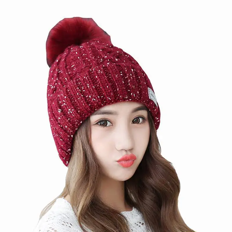 

Winter wool knit cap Korea cute female winter hat double thick fashion wild plus cashmeral spoon knit hat