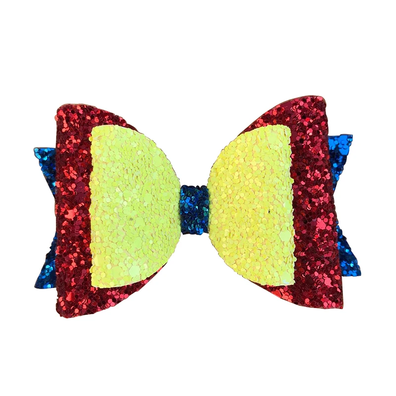 

Snow White Glitter Bow Faux Leather DIY Stacked Hairbow Mermaid Pigtail Set Headband Inspired Hair Bow Hairclips