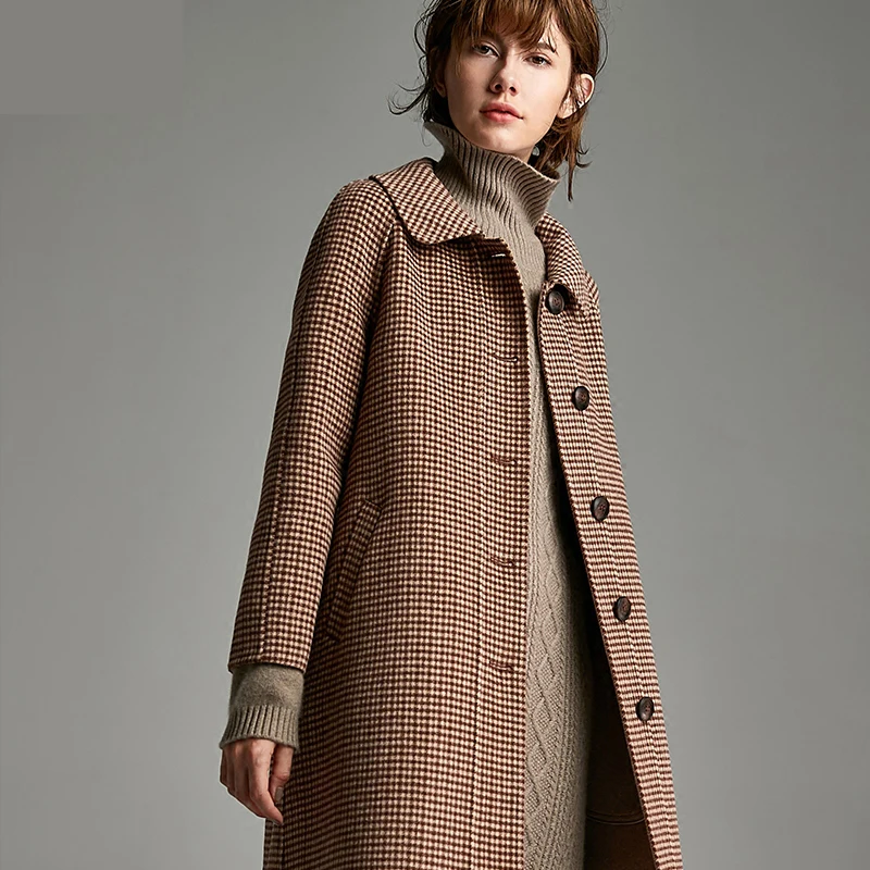 Пальто из натурального меха шерстяная куртка осенне зимнее пальто женская