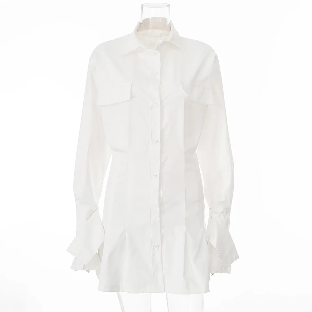 

Casual Long Sleeve Women Shirt High Waist Pleated Irregular Pleated Waist Tops New Autumn Elegant Sexy Ladies Office Blouses