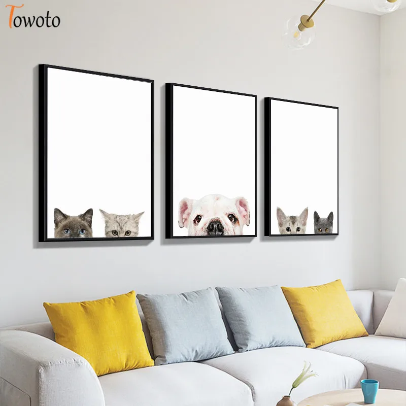 Kawaii собак и кошек Wall Art плакат с принтом в виде симпатичных животных Картина на