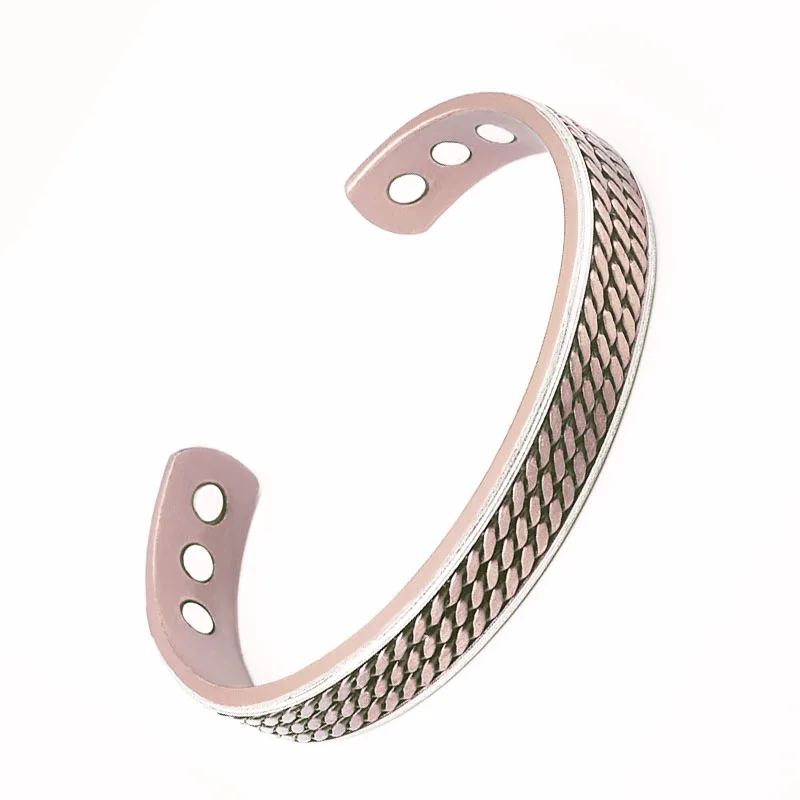 Магнитный браслет из красной меди с узором и кнопками для улучшения