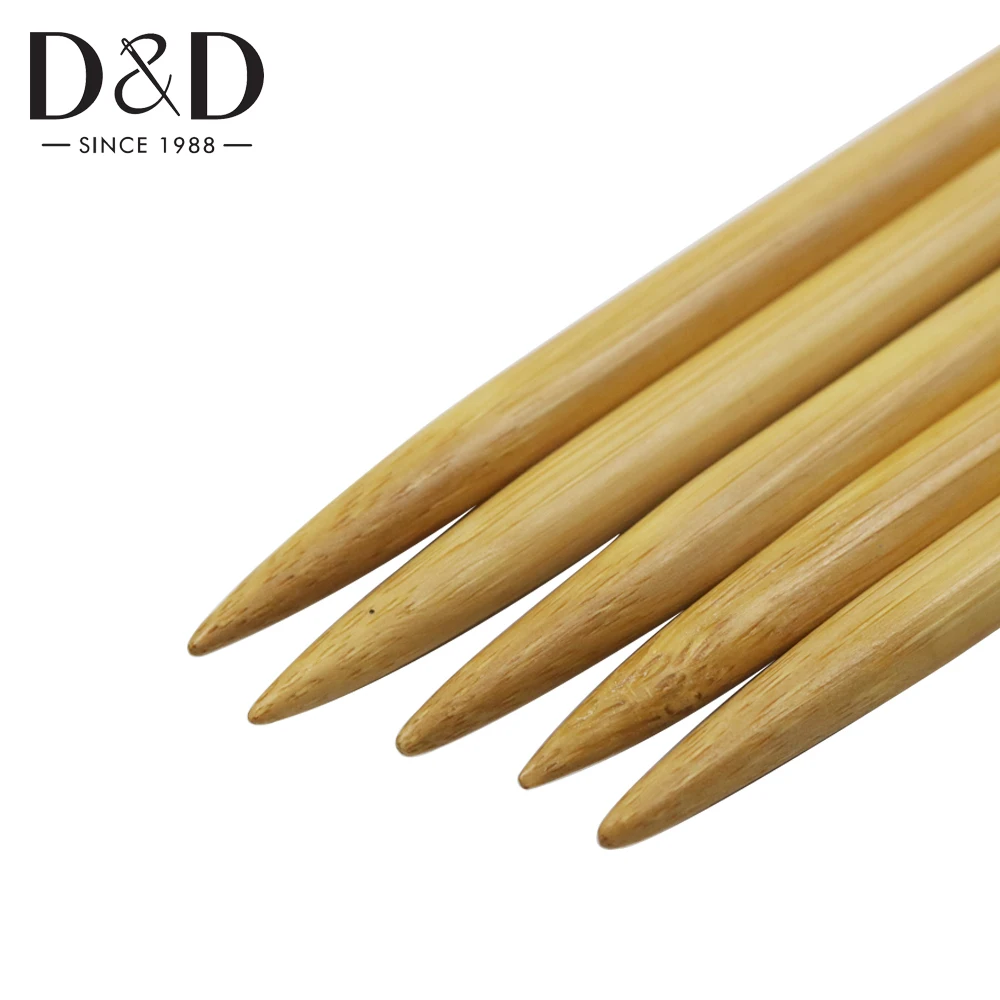 5 шт. двойные заостренные вязальные спицы из карбонизированного бамбука крючки