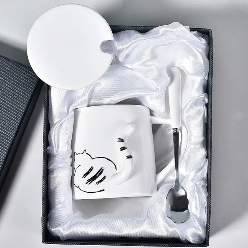 Креативная керамическая молочная чашка с котом милая личность уникальные