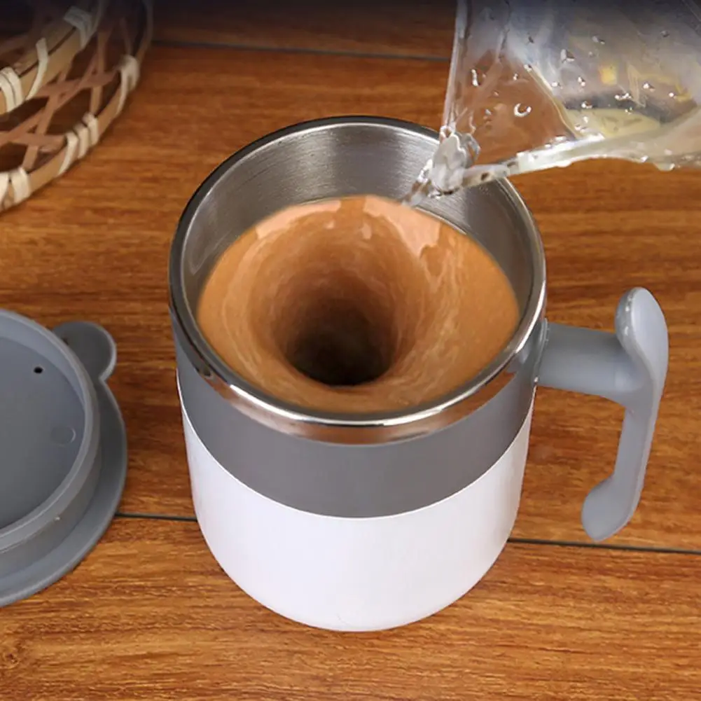 

350ML Stainless Steel Silicone Automatic Self-Stirring Tea Coffee Mixing Cup Mug Easy to Use Anti-slip Durable Self-stirring Cup