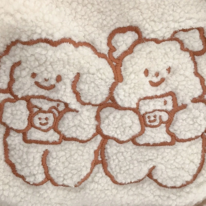 

Fluffy Fur Bear Handbags Large Capacity Soft Shopping Bags Girls Cute School Bag J60D
