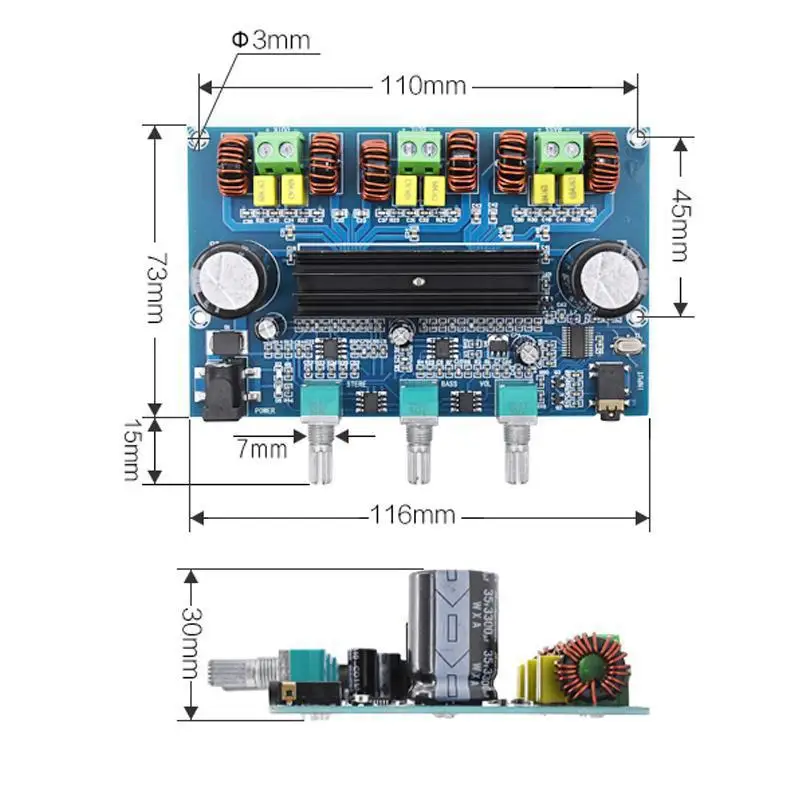 Цифровой усилитель мощности Bluetooth 5 0 TPA3116D2 плата 2 1 канала 2*50 Вт + 100 стерео аудио