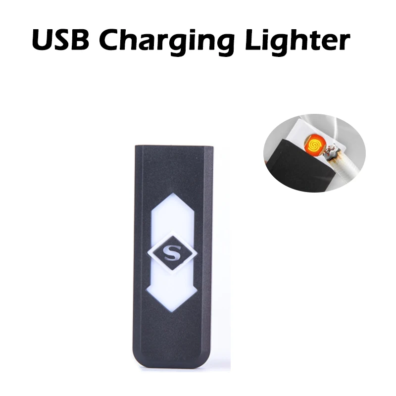 EDC перезаряжаемая зажигалка с USB зарядкой ветрозащитная беспламенная