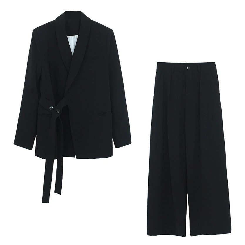Комплект брюк женский из двух предметов пиджак с блейзер поясом на талии и