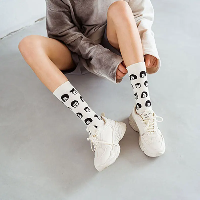 

Funny Casual Women Socks Cotton Long Couples Socks Harajuku Skateboard Fashion Socks Cute Print Art Cow Zebra Street Stockings