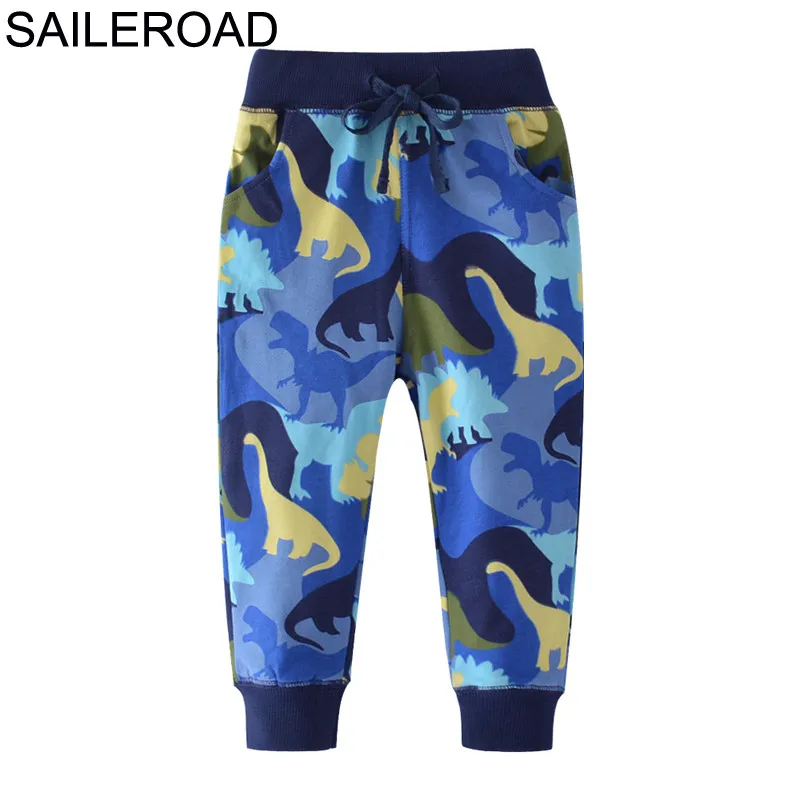 SAILEROAD Динозавр Pattern Зимние Брюки для Мальчиков Осень Детские Спортивные Брюки для Детской Одежды Мальчиков Свитер Брюки на 6 Лет - изображение