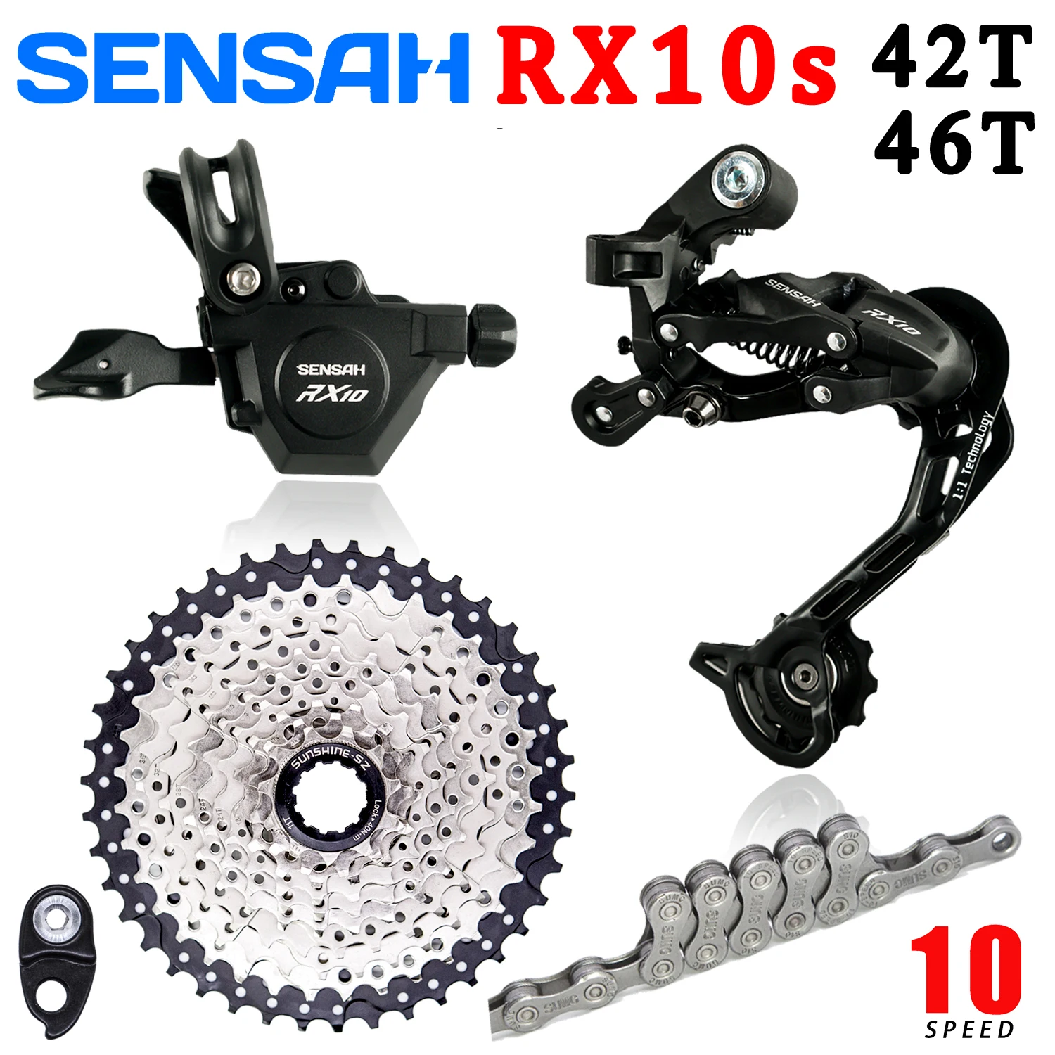 

SENSAH RX10 1x10 Speed Bike MTB M6000 Shifter Derailleurs 11-42T / 46T cassette Chain A5 A7 Bicycle Groupset SHIMANO Deore s New