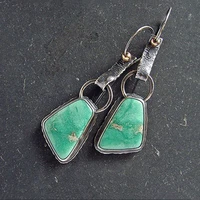 vintage bohemian irregular blue stones pendant earrings for women antique silver plated green stone dangle drop earring