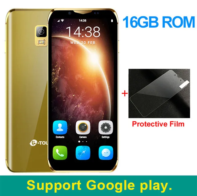 i10S 16GB Gold Мини-смартфон K-Touch i10, четырехъядерный, 3 ГБ, 64 ГБ, 3,46 дюймов, 6D, изогнутое стекло, экран, Android 8,1, Face ID, wifi, маленький смартфон 4G - Цвет: i10S 16GB Gold