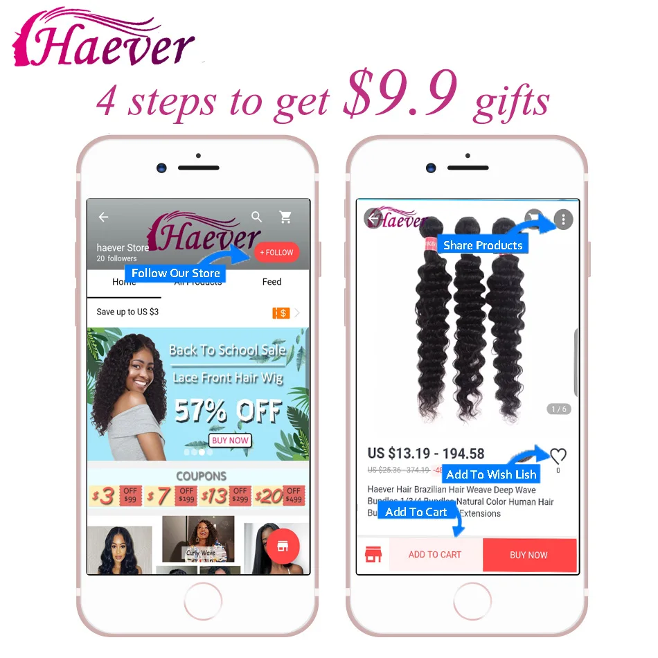 

Haever Deep Wave Bundles With Closure Human Hair 3 Bundles With Closure Remy Peruvian Hair Curly Hair Weave Bundles With Closure