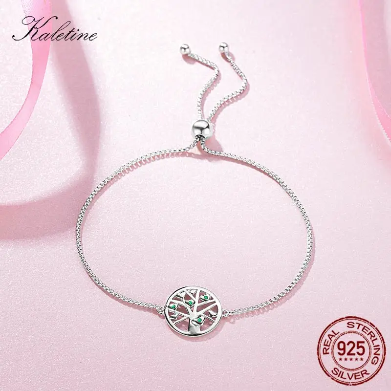 Женский браслет с зеленым кристаллом KALETINE из стерлингового серебра 925 пробы