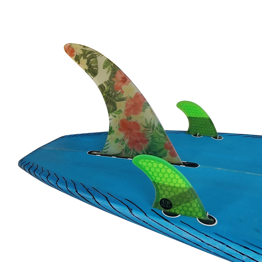 Новый стиль, одинарный фотографический 10-дюймовый плавник для серфинга, плавник для серфинга, полированный цветочный рисунок, 10-дюймовый Лонгборд, плавник