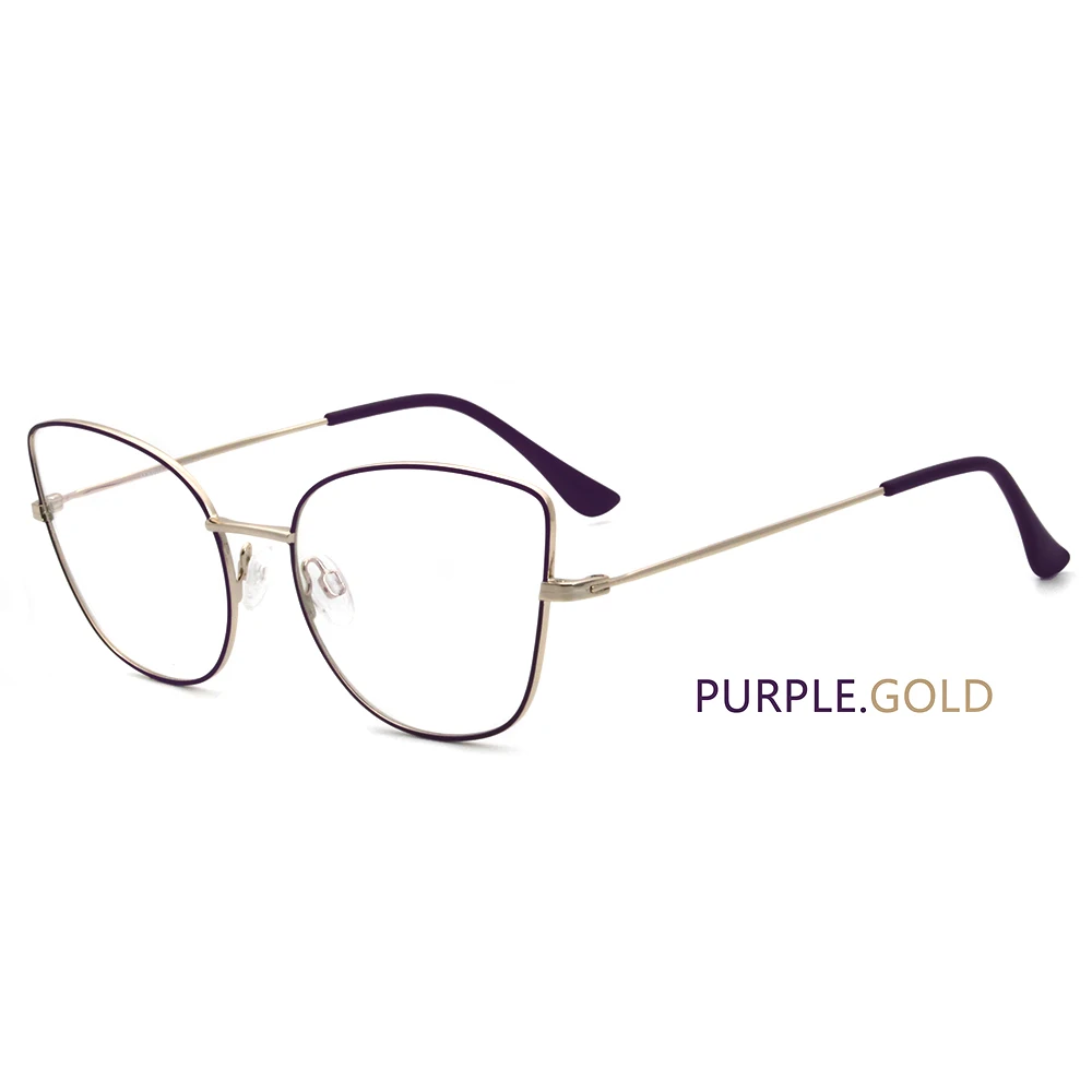 Purple.Gold Новинка, Модные металлические очки кошачий глаз с бабочкой, оправа для женщин, ретро оптические очки, очки FVG7169 - Цвет оправы: Purple.Gold