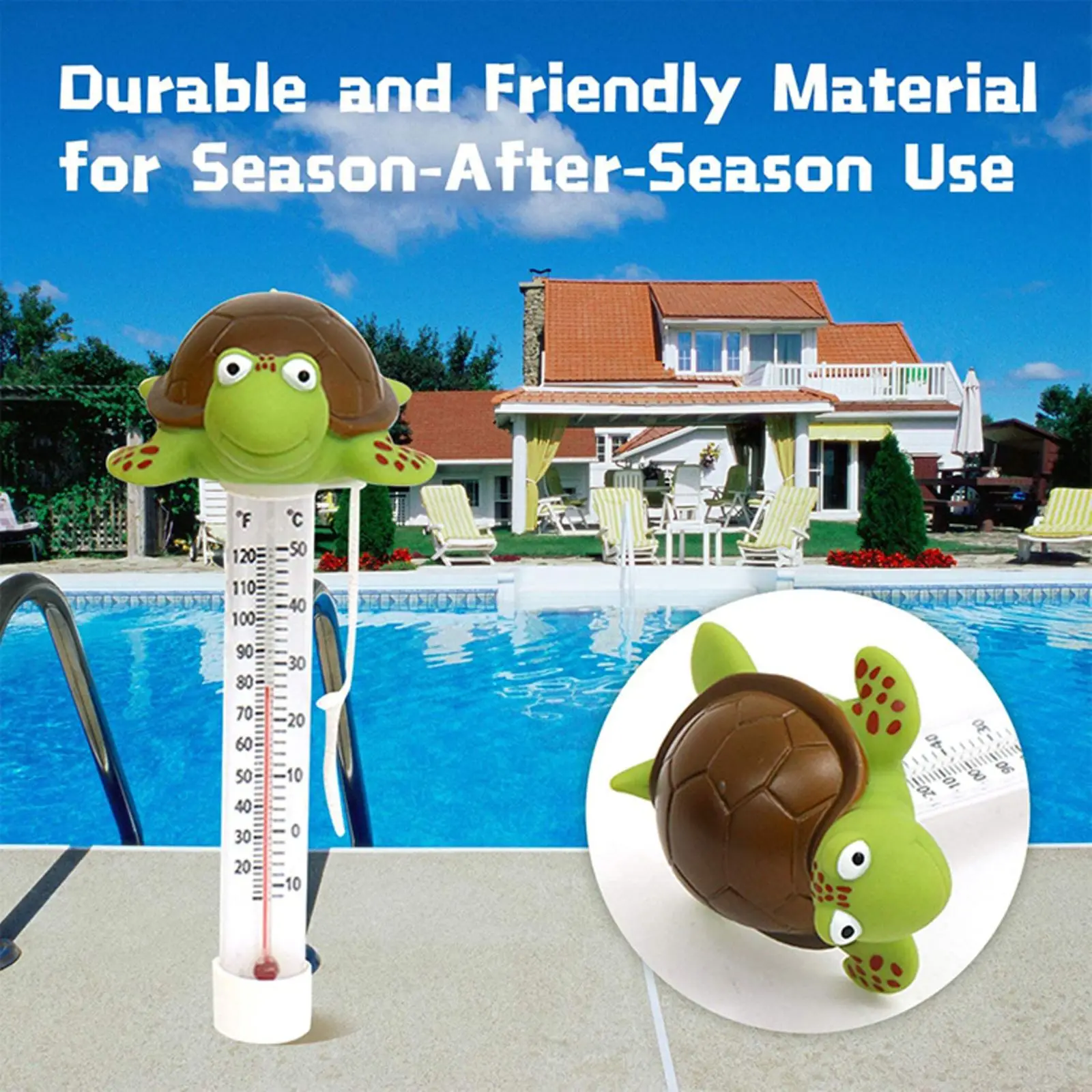 Cartoon Swimming Pool Floating Thermometer Cute Turtle Shape Handheld Bath Thermometers For Spa Pools |