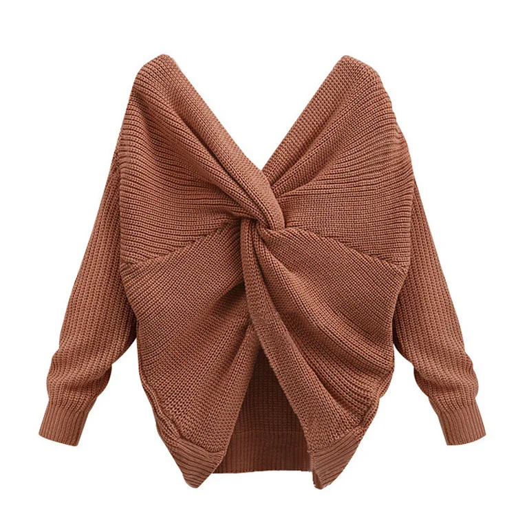 

Women Sweaters Ladies Spring &Autumn v Neck Tops Long Sleeve Fashion Warm Soft Sweater One Size