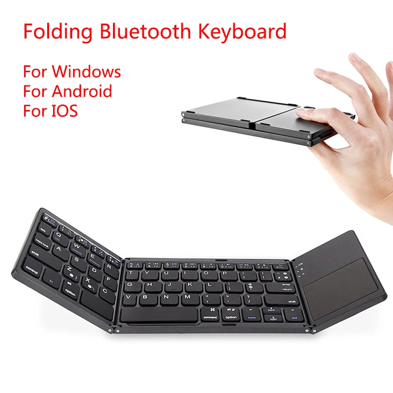 Складная Bluetooth клавиатура BT33 Mini 2 Беспроводная складная с тачпадом для Windows Android ios