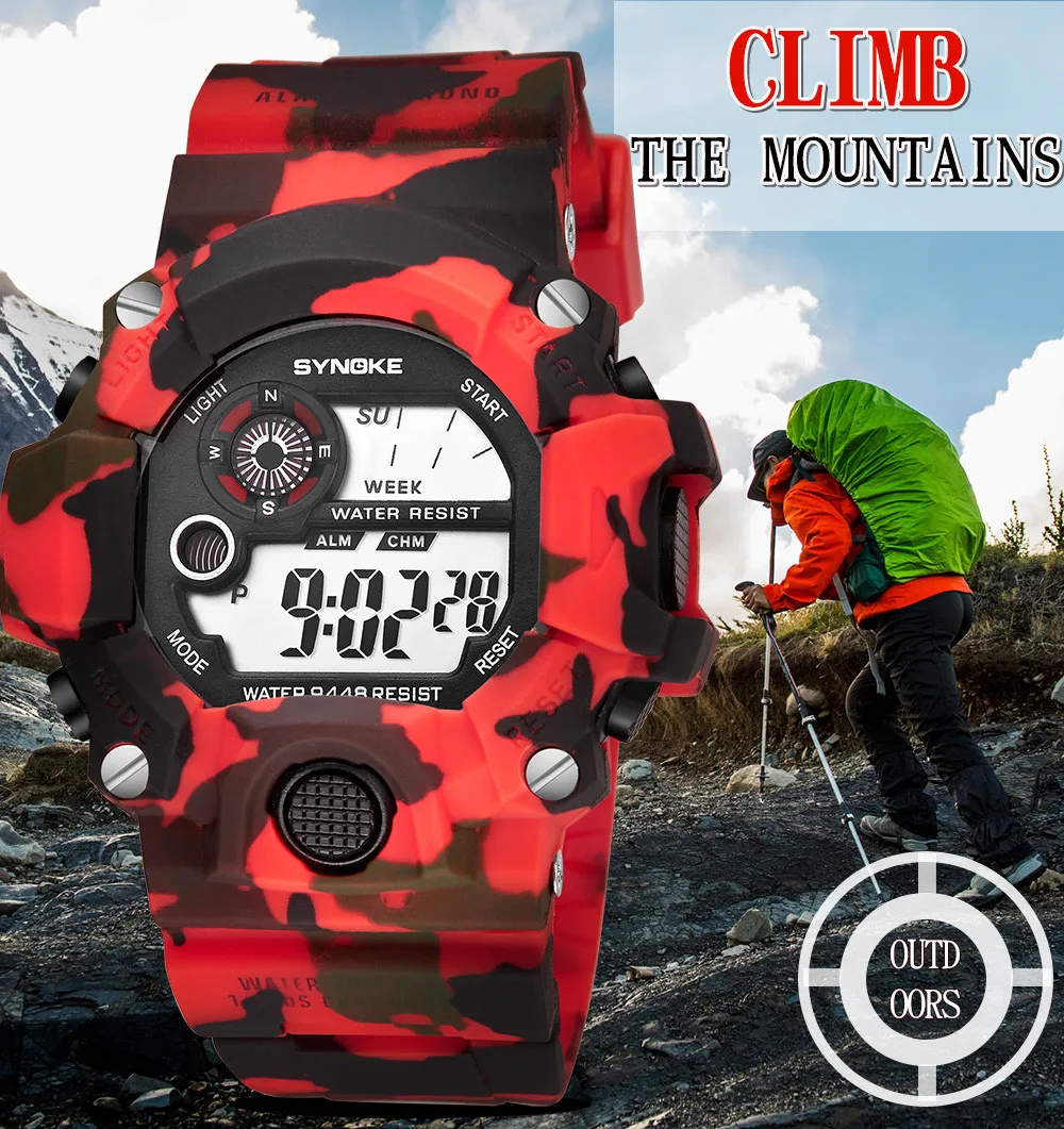 Часы наручные SYNOKE Мужские Цифровые многофункциональные водонепроницаемые