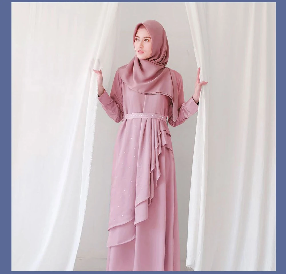 

Muslim Abaya Dress for Women Beading 3 Layers Maxi Ramadan Islamic Hijab Dresses Mulsuman Party Night Prayer Robe Jubah Robe