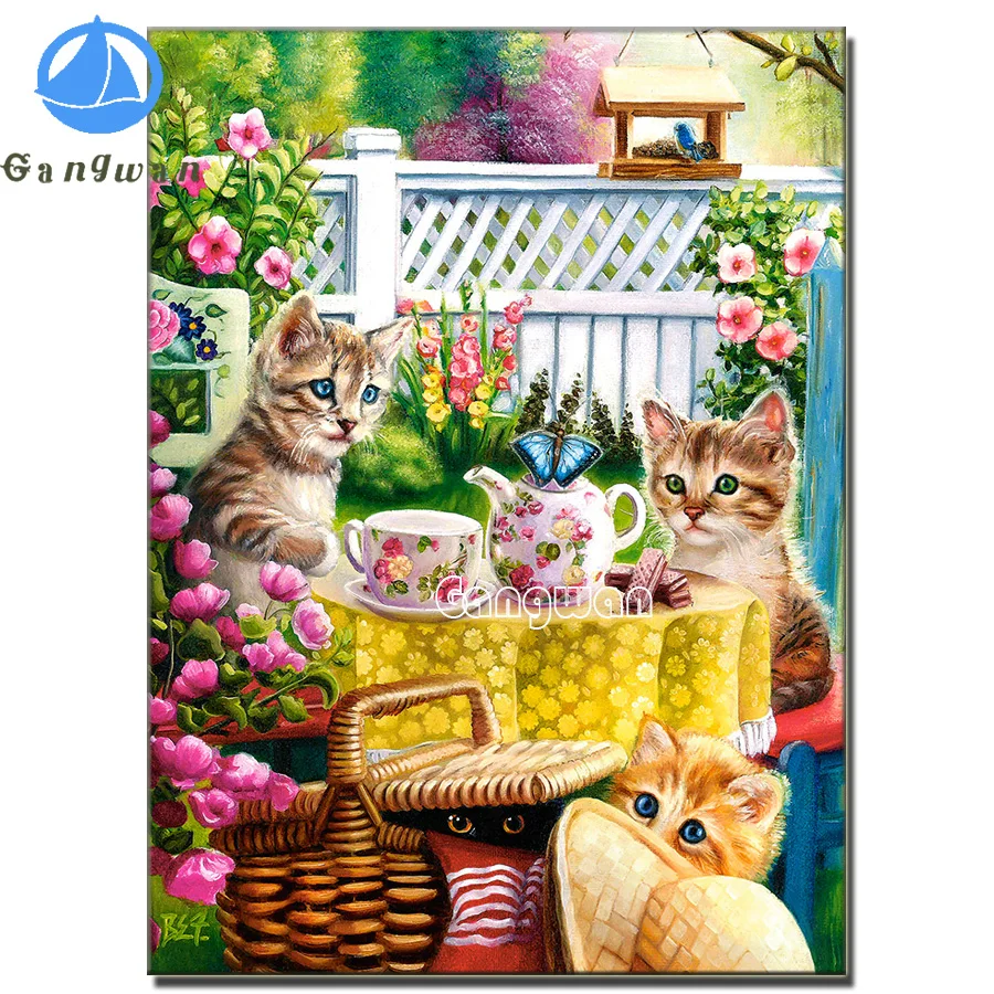 

Набор для алмазной вышивки «кошки», картина 5D «сделай сам» из квадратных/круглых страз, вышивка с цветами, садом, домашний декор, мозаика для...