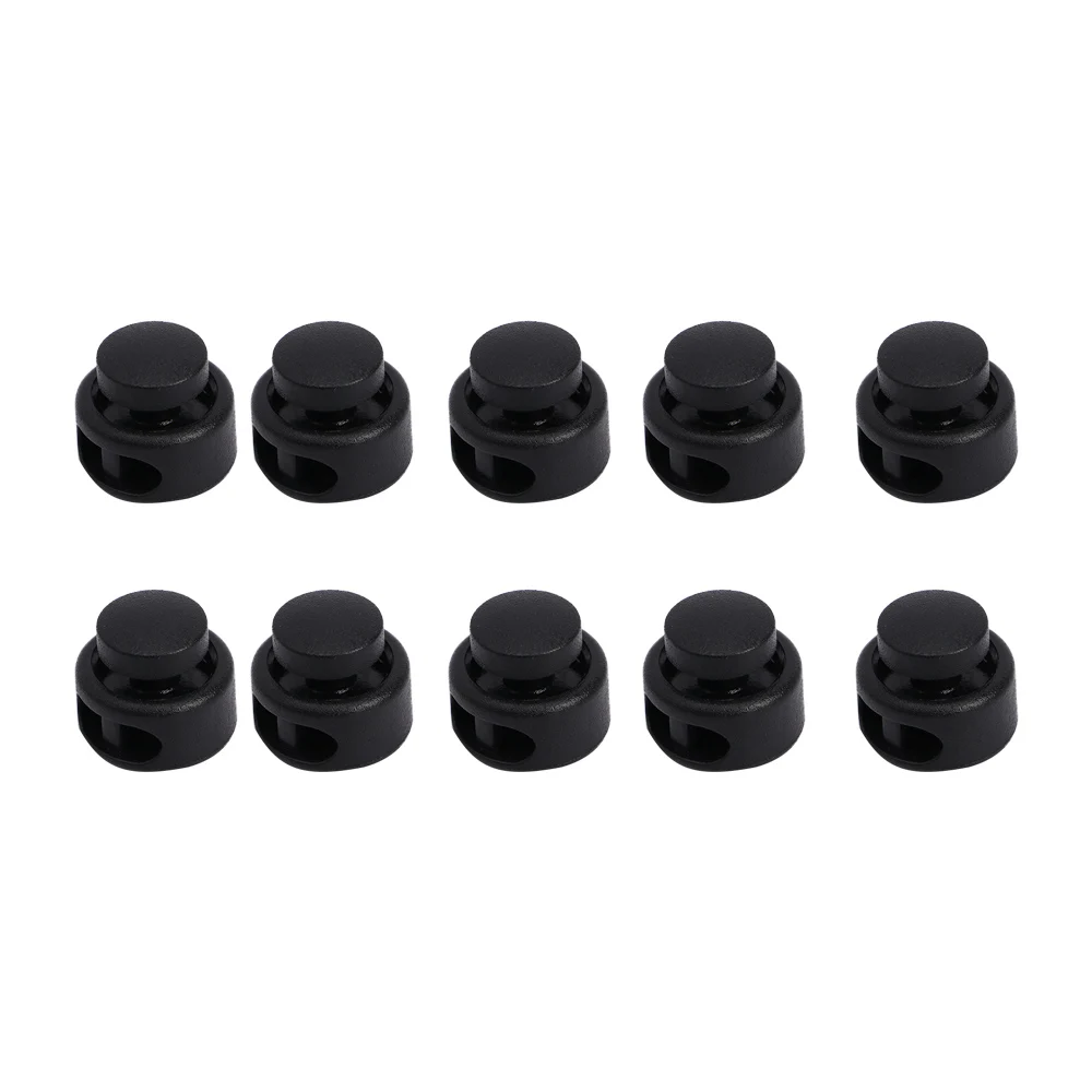 

10pcs Plastic Cord Stopper Dual Holes Clothes Pants DIY Crafting Toggle Clip Spring Clasp Rope Lock 15mm*14mm