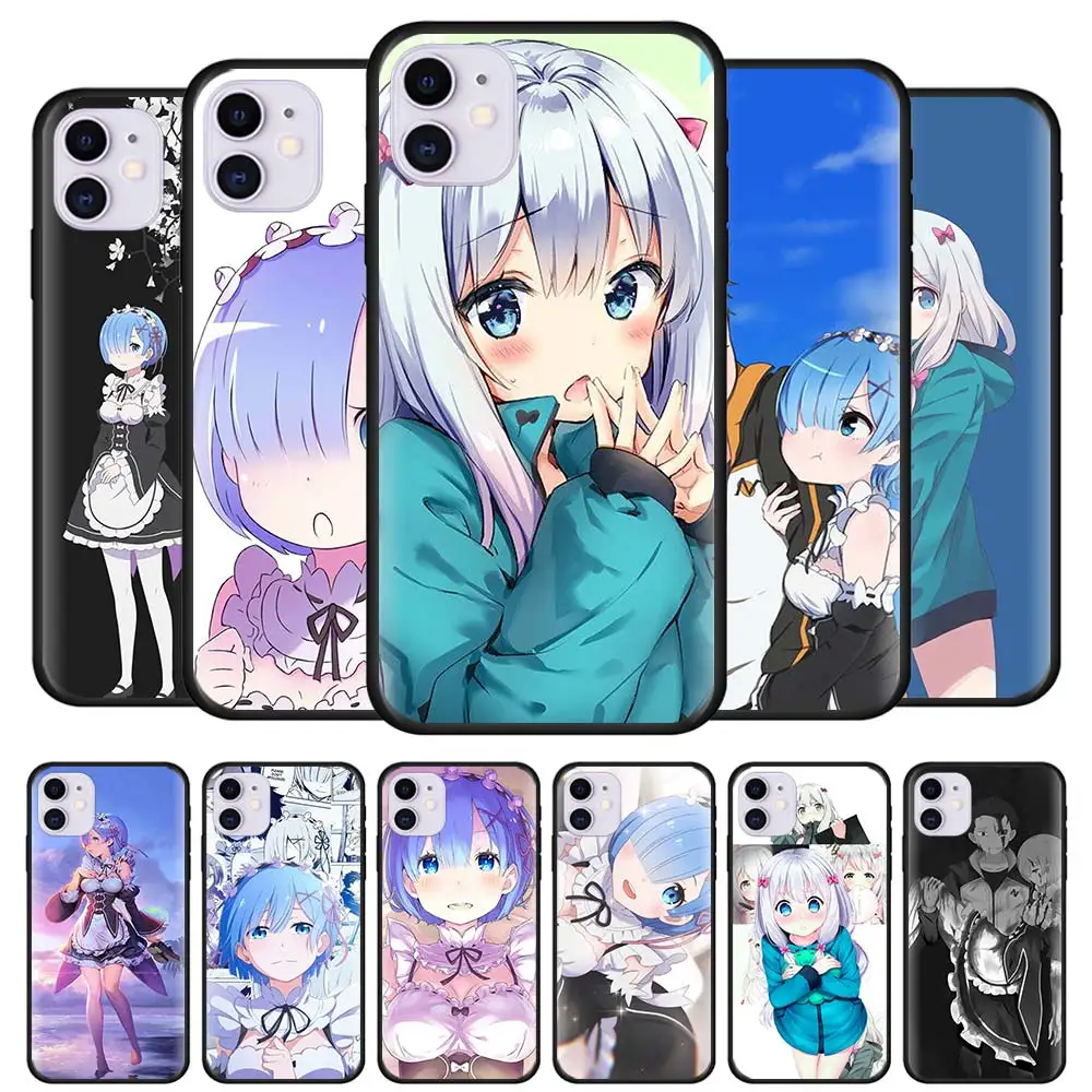 

Capa for Apple iPhone 12 Mini 11 Pro XS Max X XR 8 7 Plus 6 6S SE 2020 Black Silicone Phone Case Coque Anime Rem Re Zero