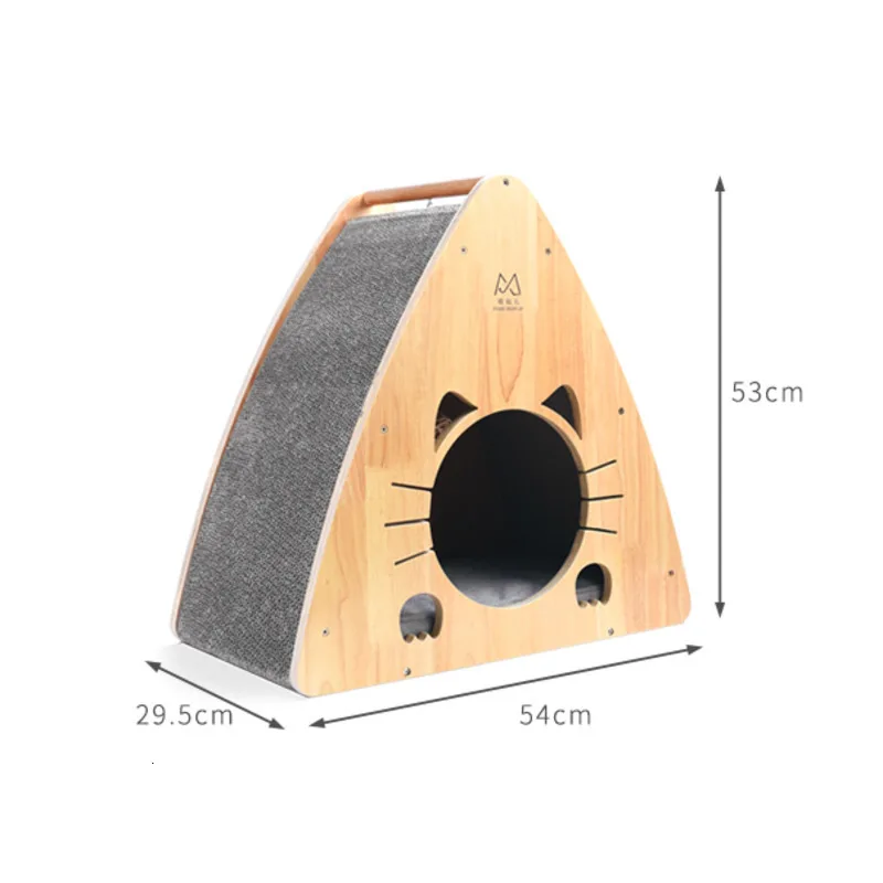 Портативный домашний деревянный домик для кошек с гофрированной бумагой скребок