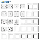 Настенный выключатель с белой стеклянной рамкой и функциональным ключом, английская розетка, французская розетка, порт USB 2,1 А, NOVSKI