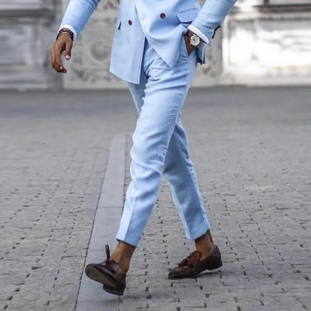 Костюм мужской однотонный из блейзера и брюк осень 2021 | Мужская одежда