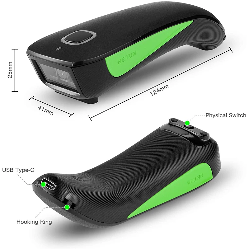 NETUM C740 Bluetooth беспроводной 1D сканер штрих-кода Карманный QR считыватель штрих-кодов