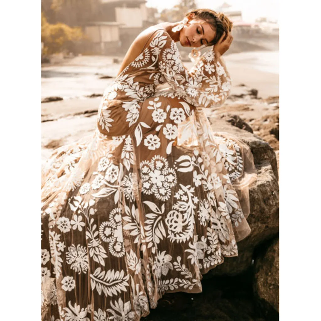 Женское богемное платье с цветочным принтом праздничный сарафан открытой спиной