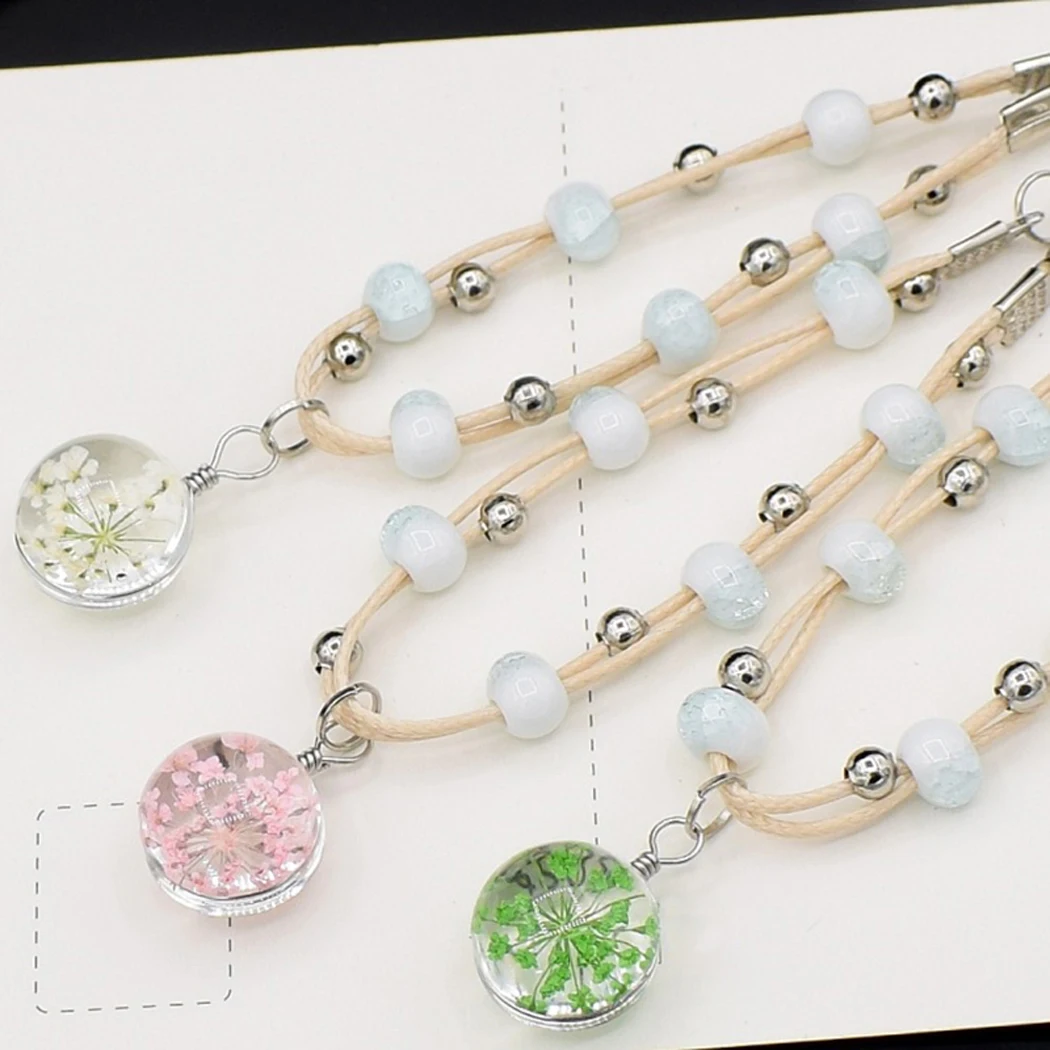 

Fashion Glass Ball Dried Lace Flower Bracelets Bracelet Adjustable Transparent Bead Bracelet Charm Bracelet For Women Jewelry