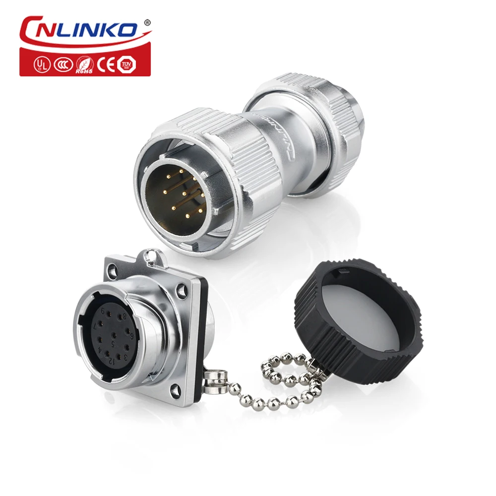 

CNLINKO M20 Metal Assembled Waterproof Electrical Cable Connector Male and Female Plug Socket Connectors 9 Pin