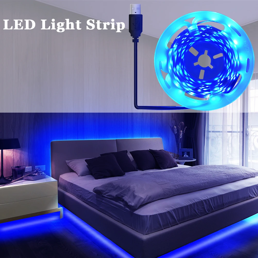 

USB Led Strip Blue 0.5M 1M 2M 3M lampara Led Strip Light DC5V TV Backlight Desktop Wardrobe Lamp 2835SMD Living Room Led Light