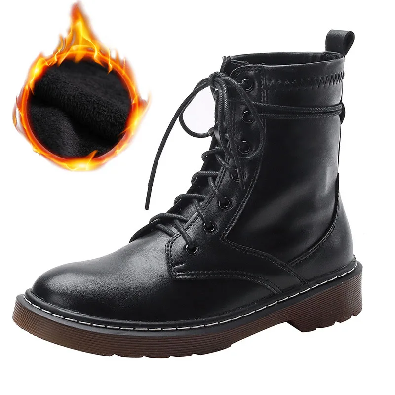 

2020 модные ботинки; Женская обувь; Сезон осень-зима; Теплые плюшевые женские ботильоны на толстой нескользящей подошве; Черная зимняя обувь; ...