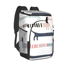 Picnic Cooler Backpack Cute Scandinavian Dog Waterproof Thermo Bag Refrigerator Fresh Keeping Thermal Insulated Bag