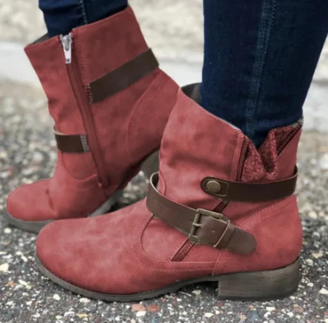 Женские полусапожки на низком каблуке обувь для прогулок платформе в западном