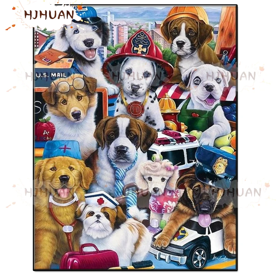 

5D DIY All kinds of cute dogs reunion Diamond Painting Full Square round Diamond Painting Embroidery Sale Rhinestones Pictures