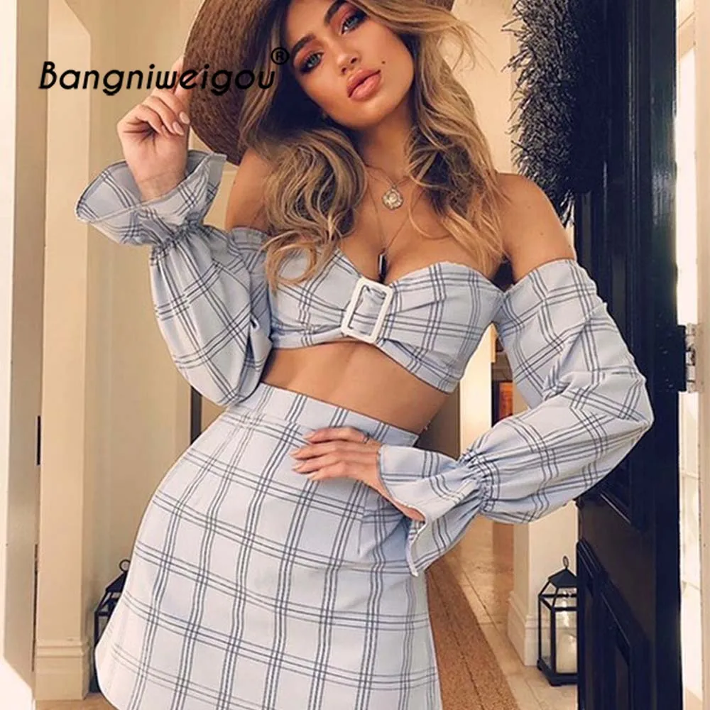 Винтажное платье топ в клетку Bangniweigou комплект из двух предметов Женский Топ без