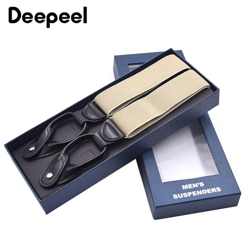 Deepeel 1 шт. 3 5*120 см подтяжки для мужчин с кожаной вставкой на пуговицах конец