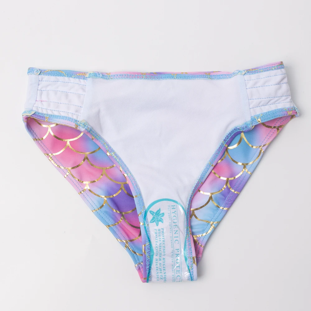 Бикини для девочек 3-8 лет с принтом в виде ракушек и рыбьей чешуи 2022 детские